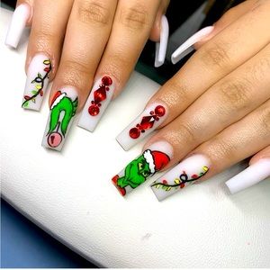 Christmas Nails The Grinch Nails Press on Nails Glue on Nails Artificial Nails